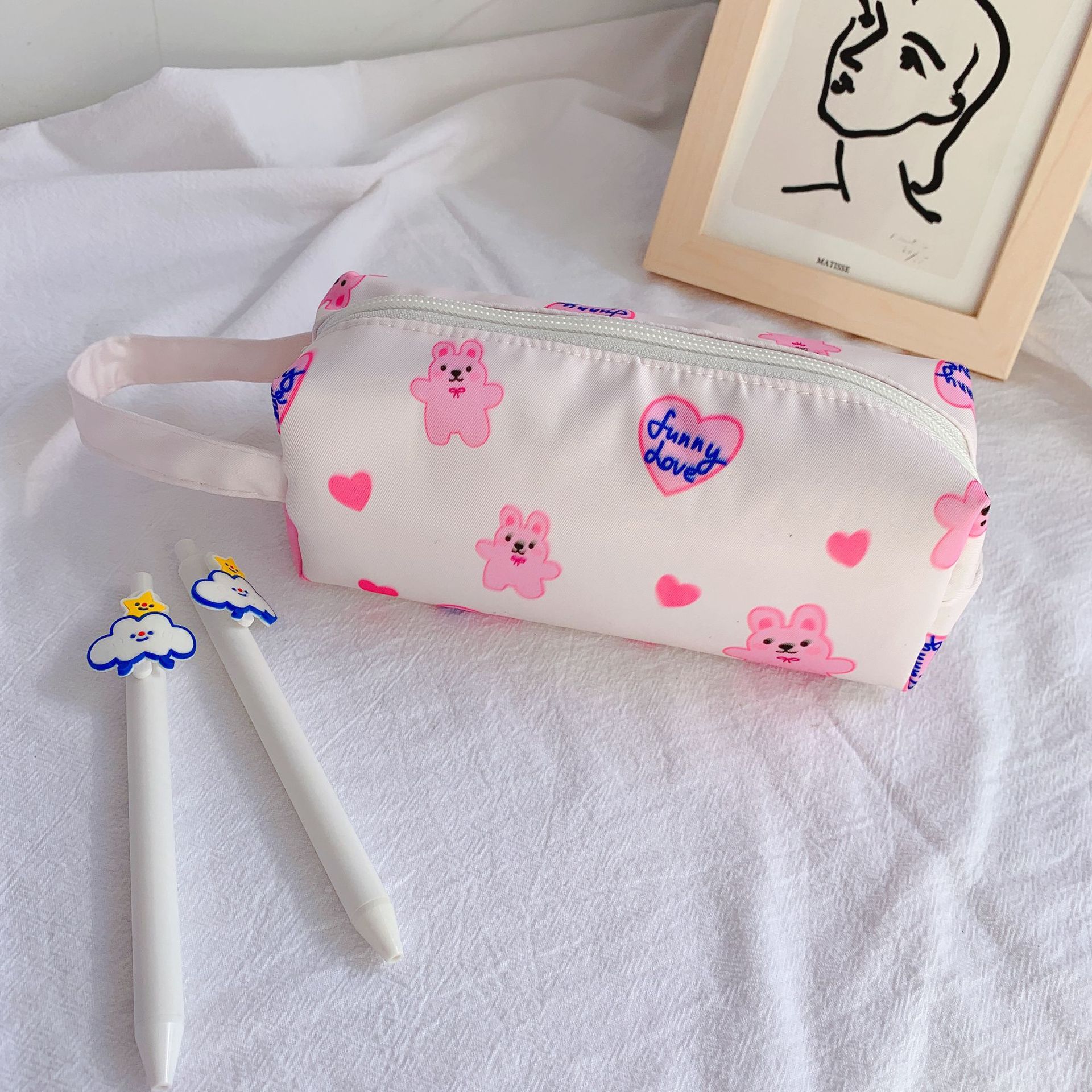 Cream bunny pencil case