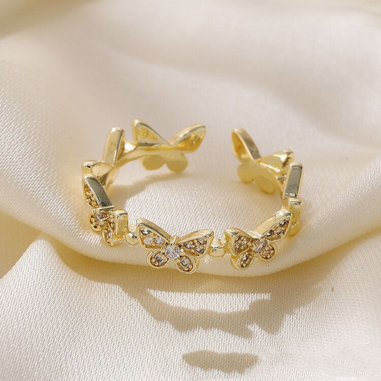 Female Ring Fashion Net Red Niche Design Butterfly Live Mouth