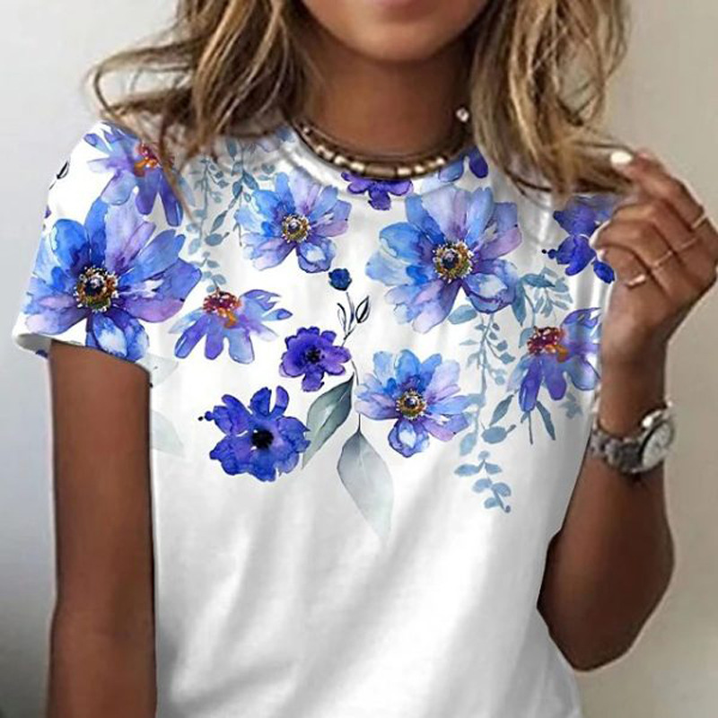 Title 1, Ladies Urban Casual Loose Short Sleeve Printed ...