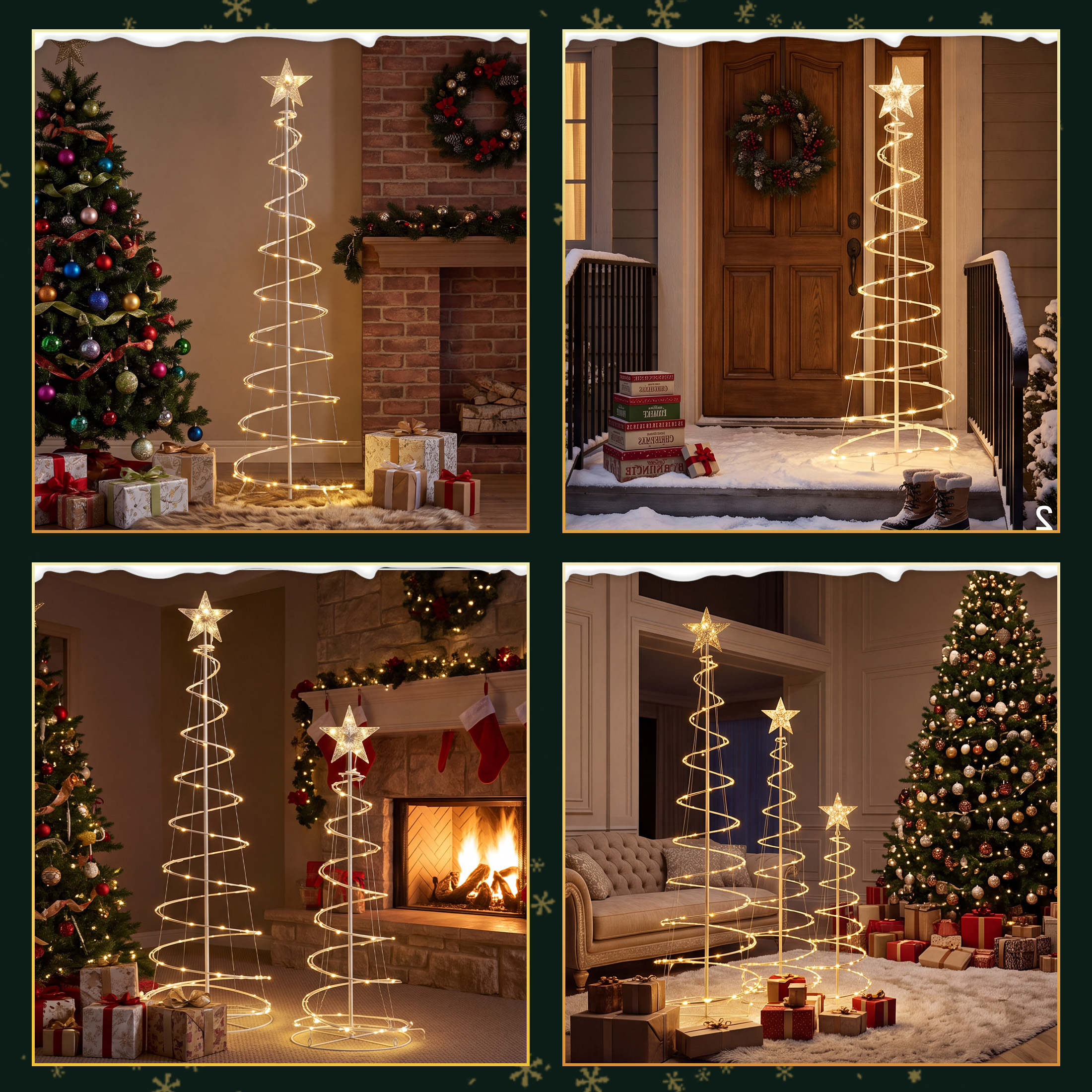 3-piece Spiral Christmas Tree, 3-4-5 Feet LED Garden Decoration Lights image 6
