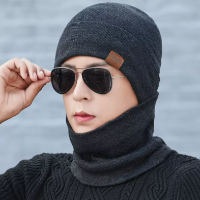 Winter Fleece Thickened Knitted Men's Wool Hat