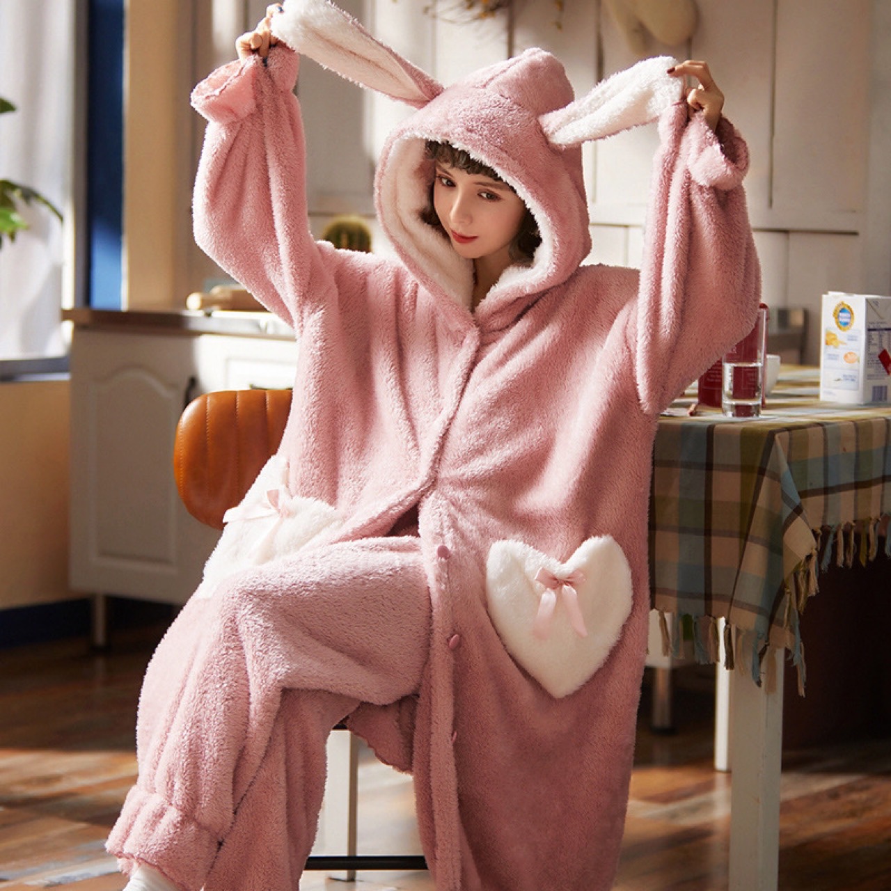 Title 3, Winter Plush Thick Loose Long Suit Nightgown