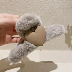 Korea Dongdaemun Love Plush Autumn Winter Grab Clip - Grey - View 1