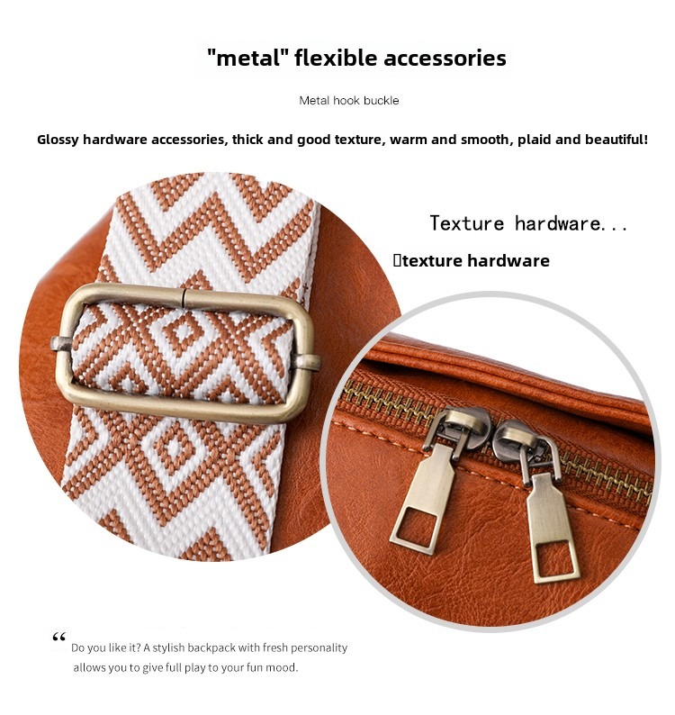 Women Chest Bag Sling Bag, Guitar Strap Small Crossbody Pu Leather Satchel Daypack