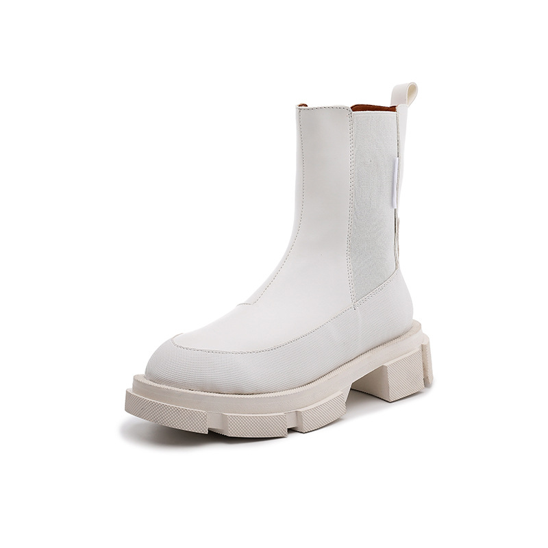 Autumn And Winter Single Boots Tide Ins British Style Thin Locomotive Mid-tube Short Boots