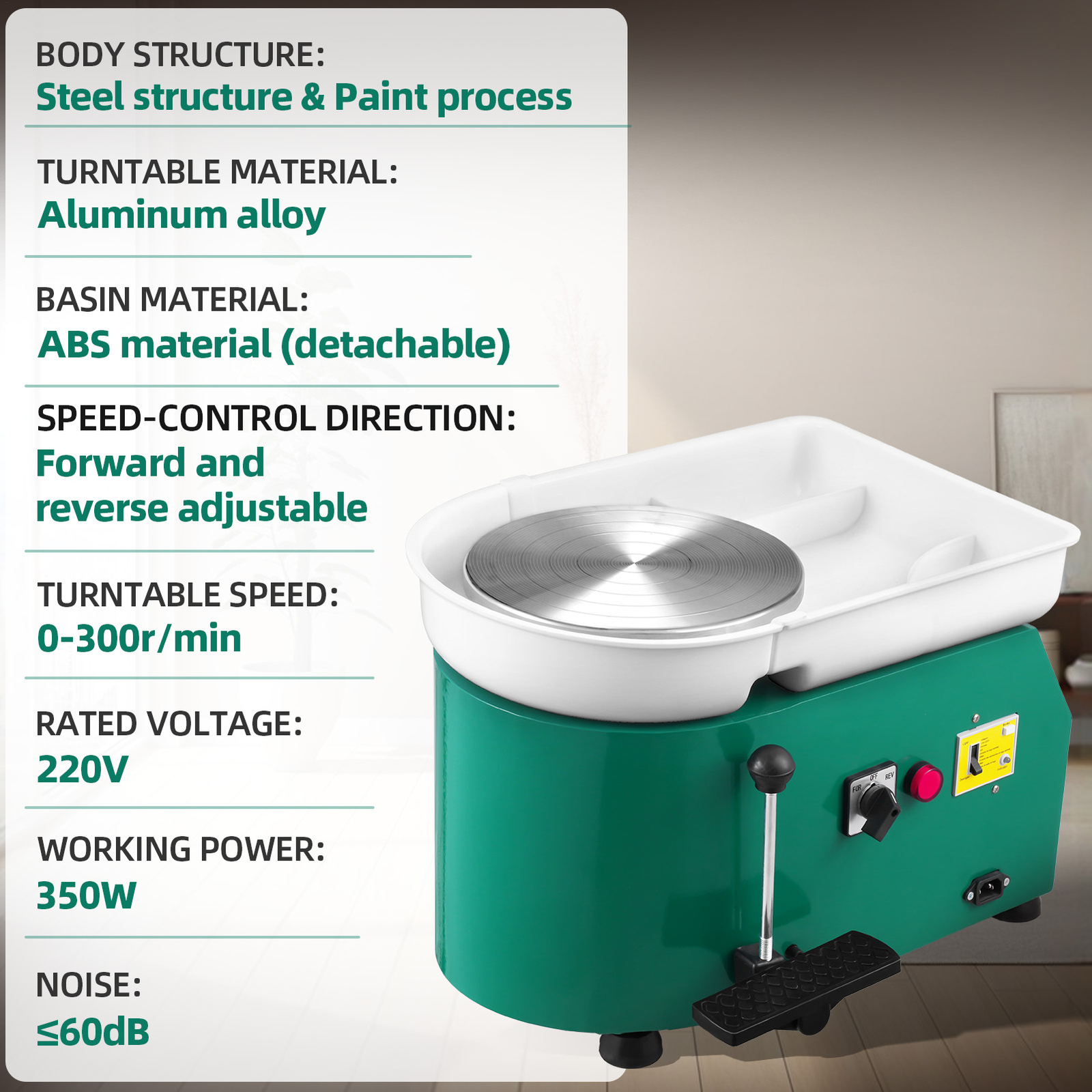 350W Electric Pottery Wheel Turntable Ceramic Forming