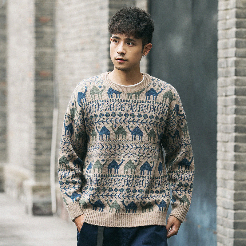 Men's Round Neck Knitted Loose Wide Version Luo Nan