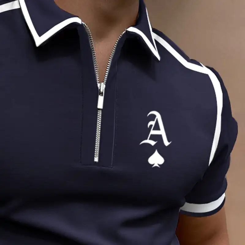 POLO Shirt Zip Colorblock Men's T-Shirt Top