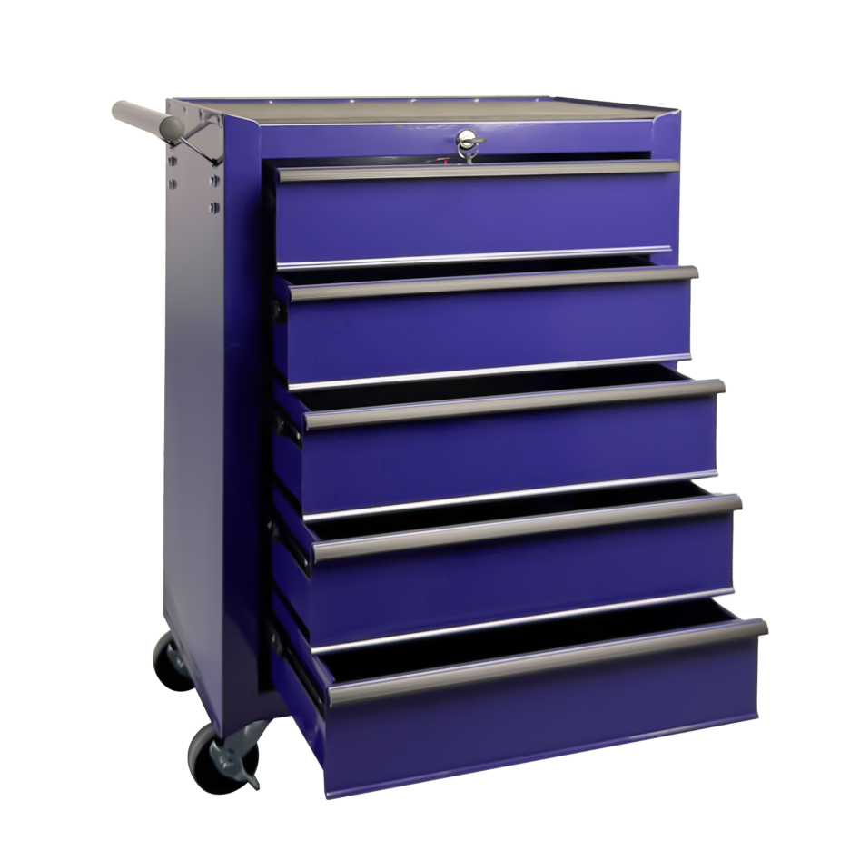 Rolling Metal Tool Chest With 5 Drawers, 20inch 5-Drawer Tool Chest Cabinet With Ball Bearing Drawer Slides, Steel Tool Storage Box Organizer -PURPLE — foto 7