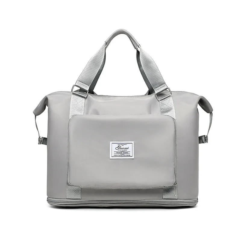 Folding Travel Bags For Backpack Handbag Sholder Bag Gym Fitness Weekender Overnight Women - Gray