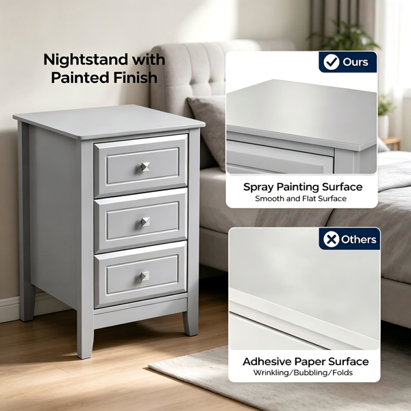 3-Drawer MDF Nightstand, picture 4 of 4