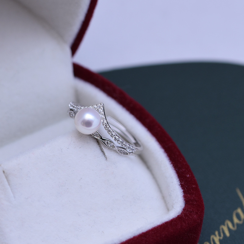 Title 6, Freshwater Pearl Perfect Circle White Ring S925...