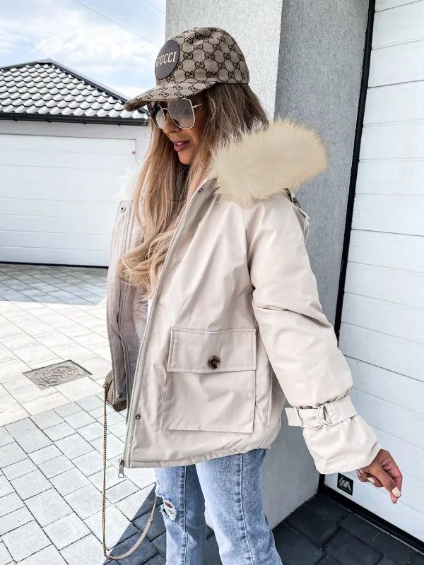 New Autumn And Winter Plus Velvet Thick Short Beige - Shop at LoveMi