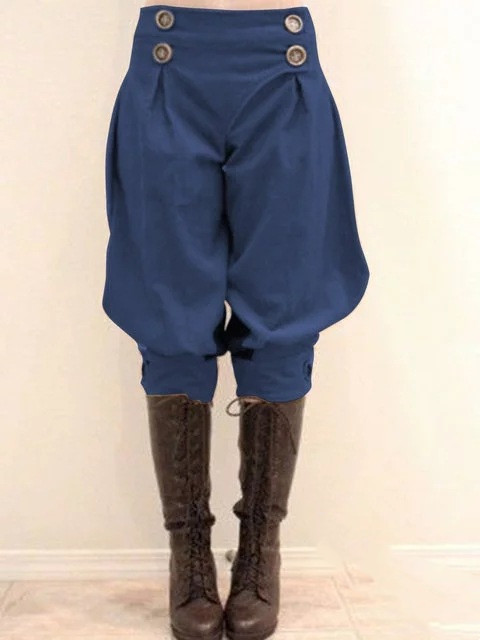 Solid Color Low-rise Casual Cropped Bloomers