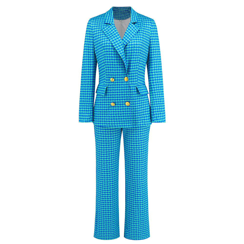 Title 12, Damen Houndstooth Blazer Anzug, doppelreihig, s...