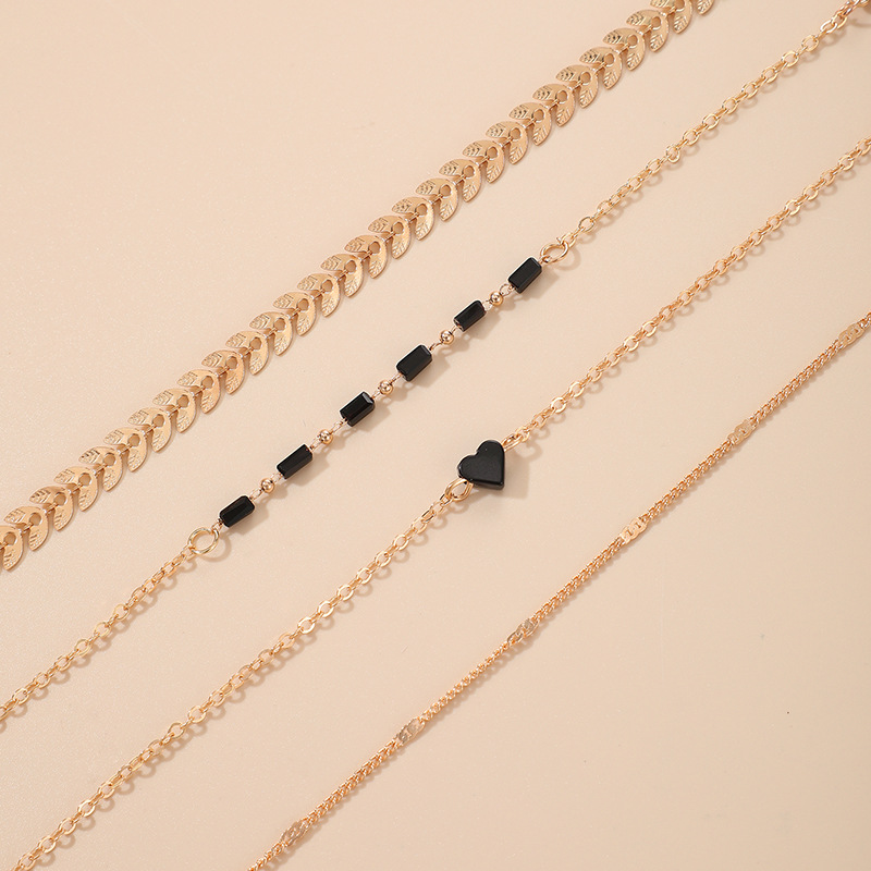 Geometric Shape Black Love Chain 4-piece Set
