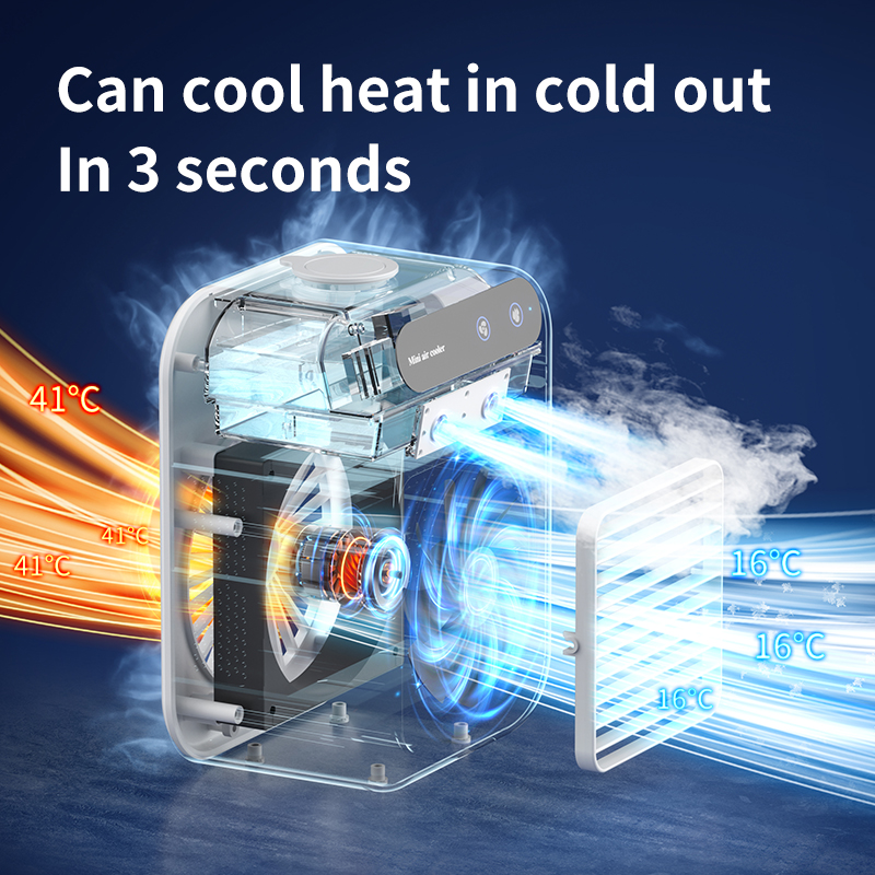 Portable Air Cooler With Mist  Small Desktop Air Conditioner Fan, 3 In 1 Humidifying Cooling Fan For Home, Dorm And Office, Mobile Evaporative Cooler With Water Spray