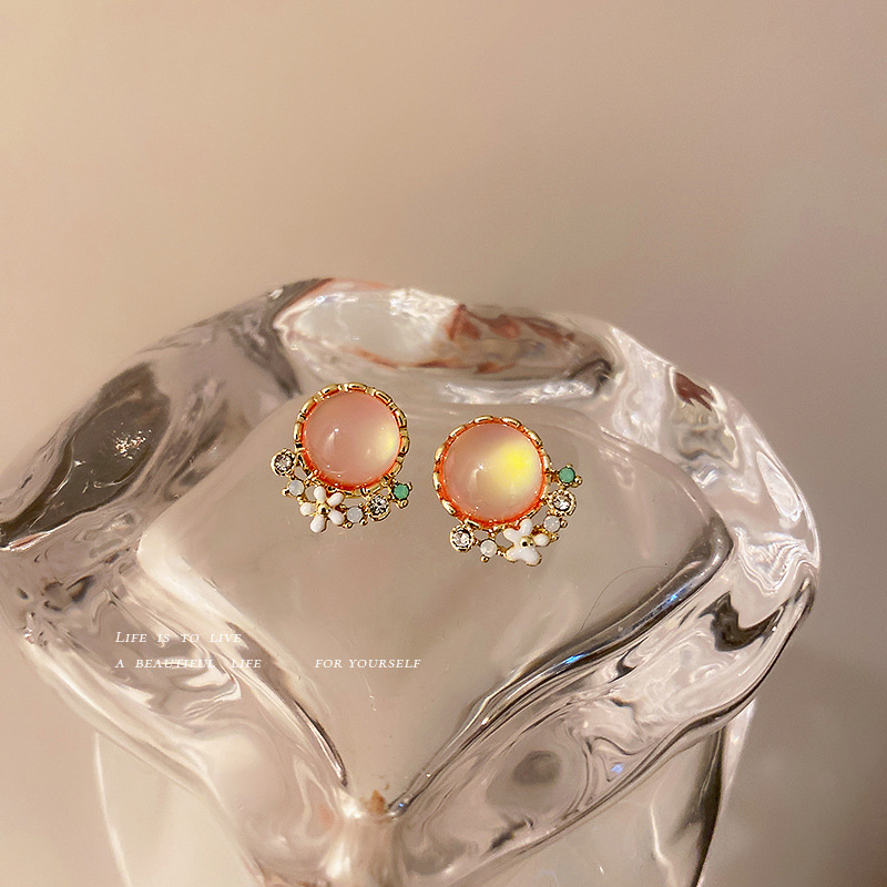 Diamond Opal Flower Country Style Earrings