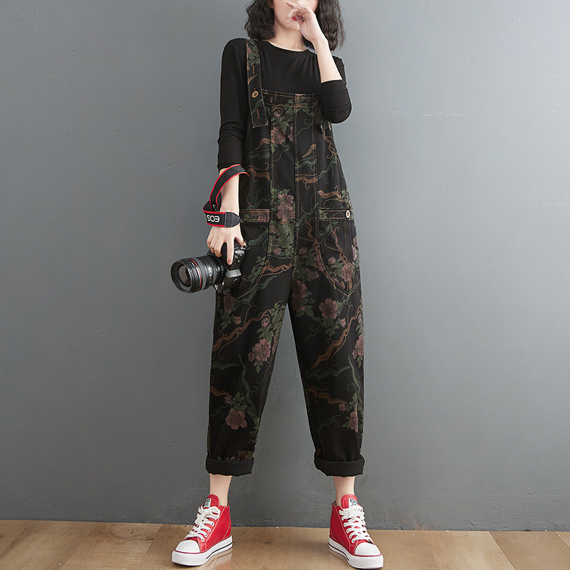 Title 9, Spring And Summer Lean Printing Jean Overalls W...