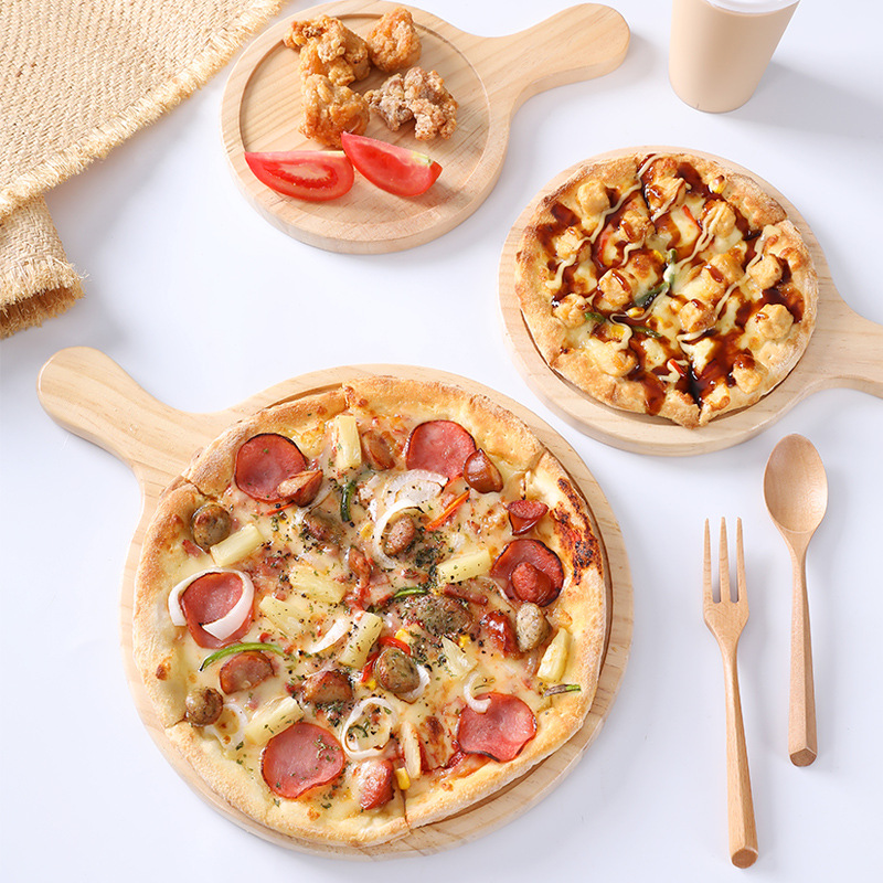 Title 4, Pine Round Pizza Pan With Handles