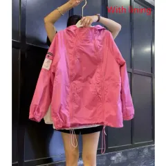 Japanese Style Sun Protection Jacket Women European Style Casual Thin Windbreaker - Pink Lining - View 1