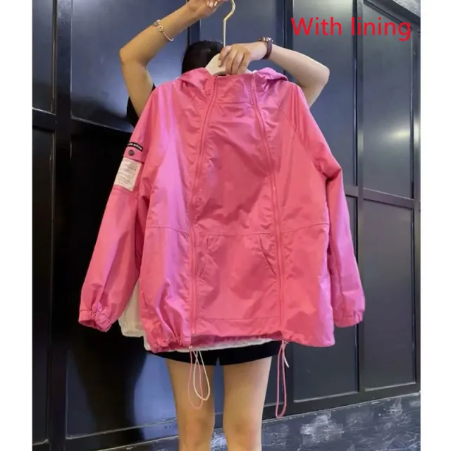 Japanese Style Sun Protection Jacket Women European Style Casual Thin Windbreaker Pink Lining - Shop at LoveMi