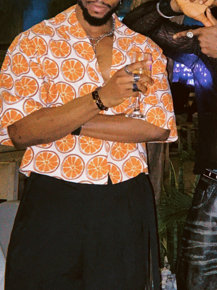 Orange Slice Print Short Sleeve V-Neck Shirt