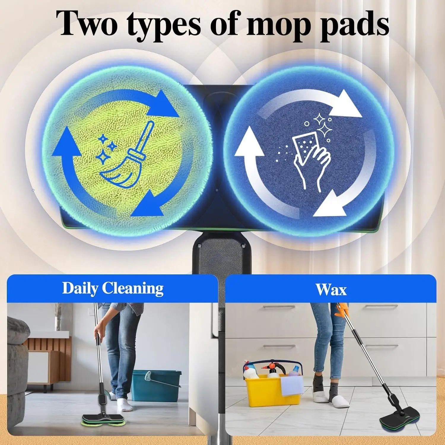 UK Cordless Power Electric Spinning Mop Rechargeable Floor Cleaner Scrubber