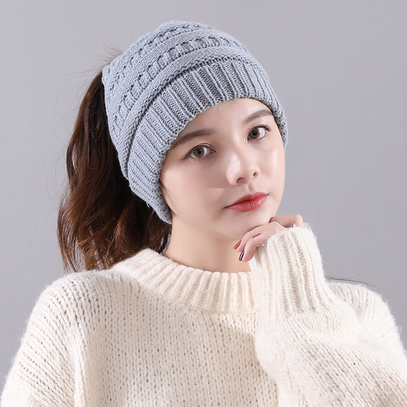 Winter New Warm Empty Top Knitted Woolen Hat Light Grey - Shop at LoveMi