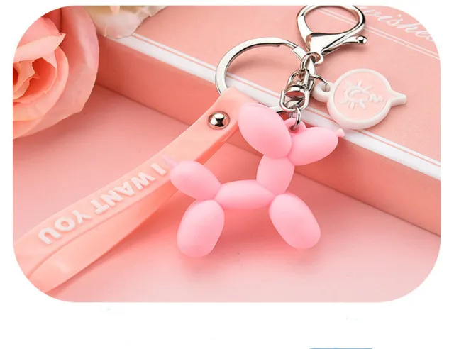 Balloon Dog Keychain Doll Pendant Pink - Shop at LoveMi