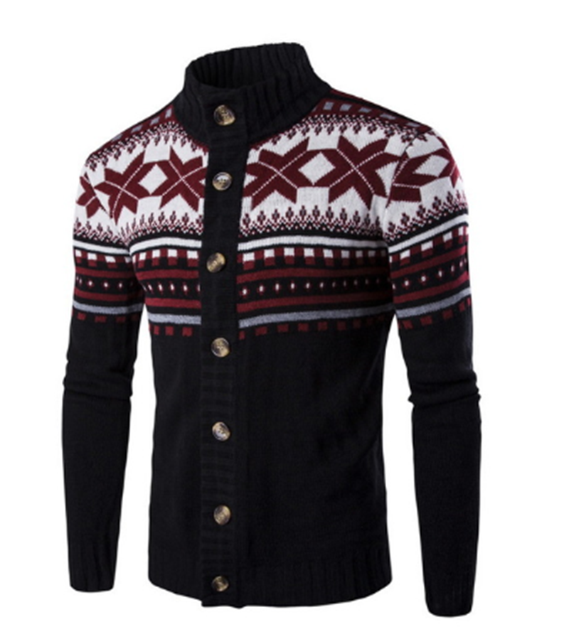 Title 3, Maglione da uomo cardigan con design jacquard a...