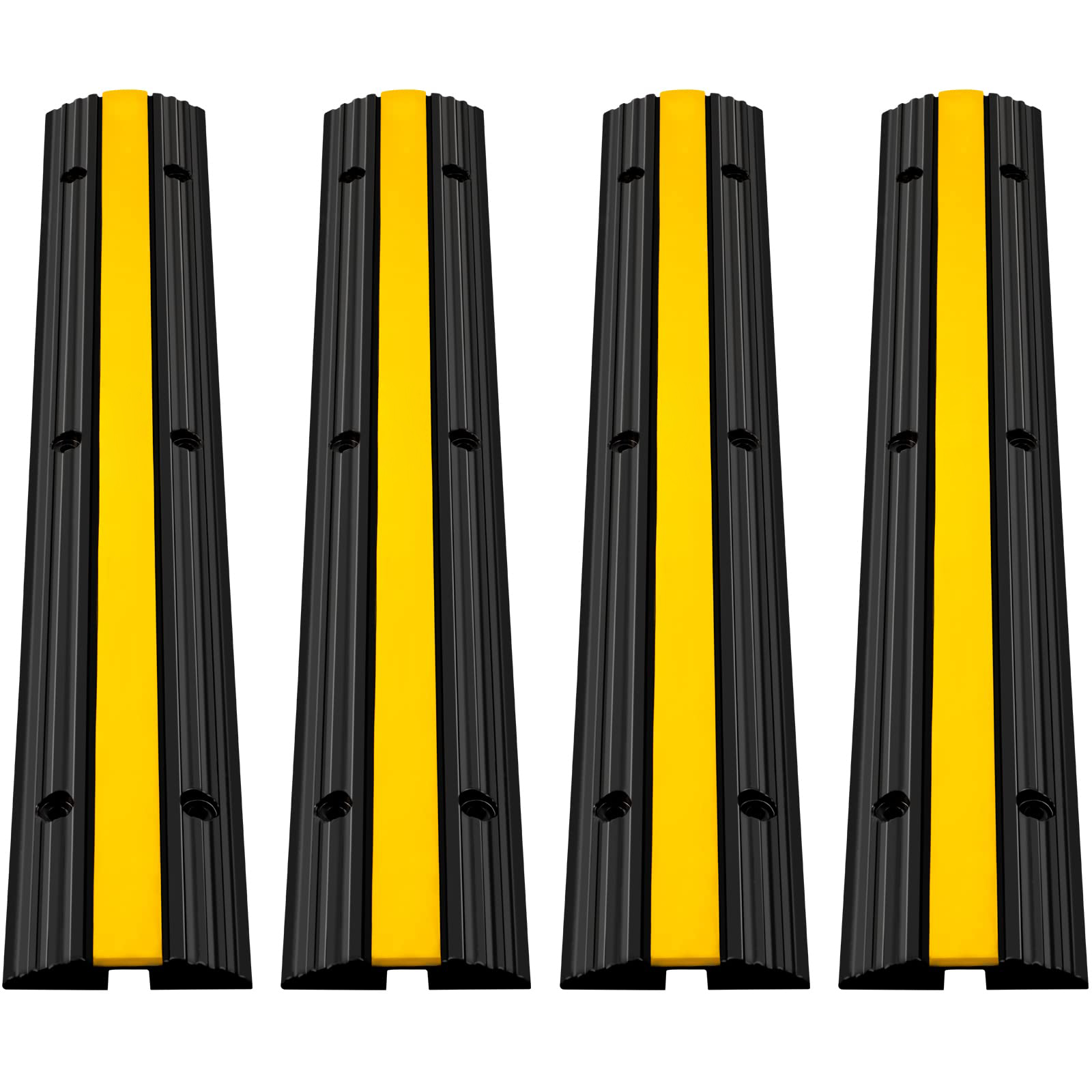 VEVOR 4 Pack Of 1 Channel Rubber Cable Protector Ramps Heavy Duty 22046Lbs Load Capacity Cable Wire Cord Cover Ramp Speed Bump Driveway Hose Cable Ramp Protective Cover image 4