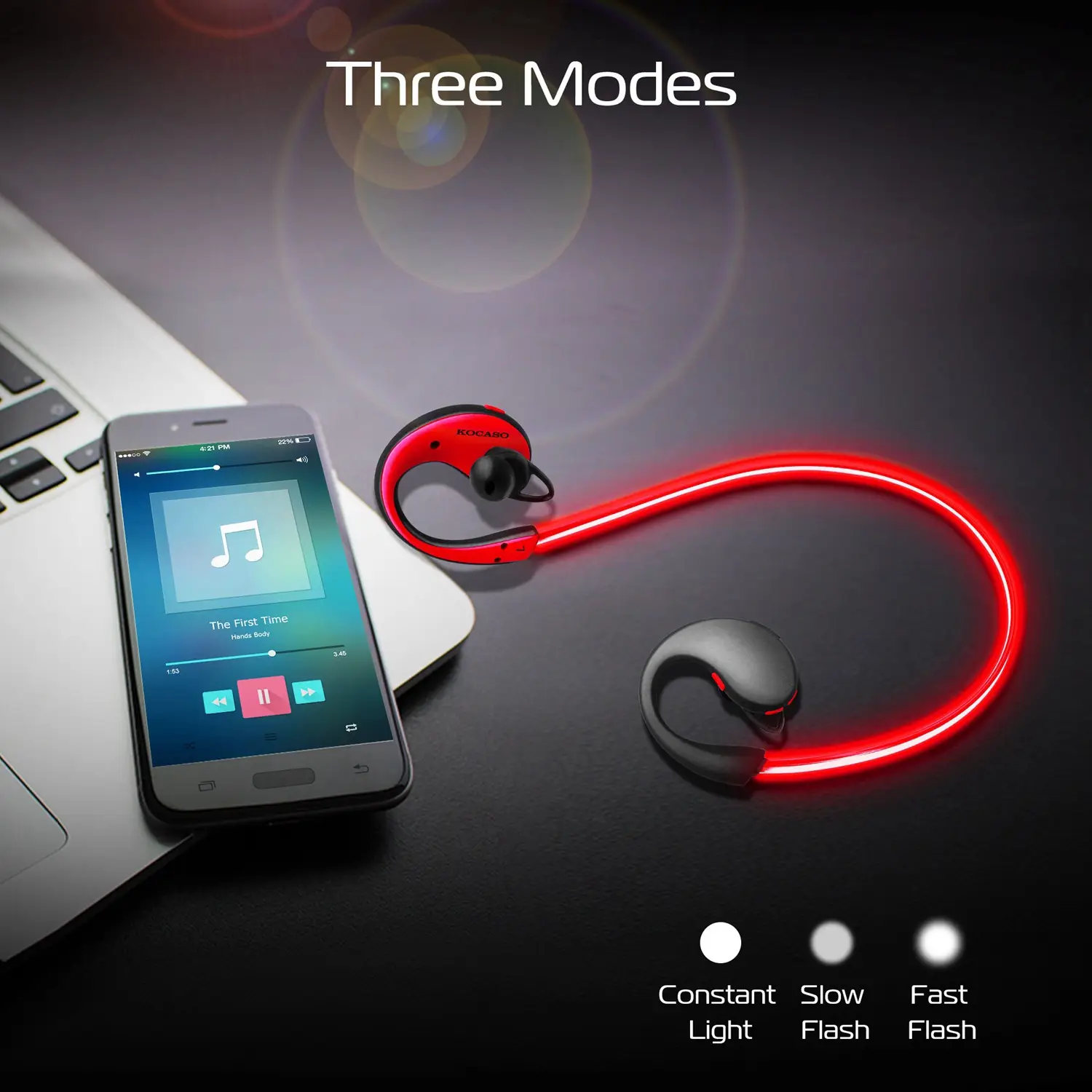 1Pc Wireless Sports Headsets Wireless V4.1 Neckband Earphones HD Stereo Sweat-proof Headphones Earbuds With  LED Light Mic 8Hrs Work Running