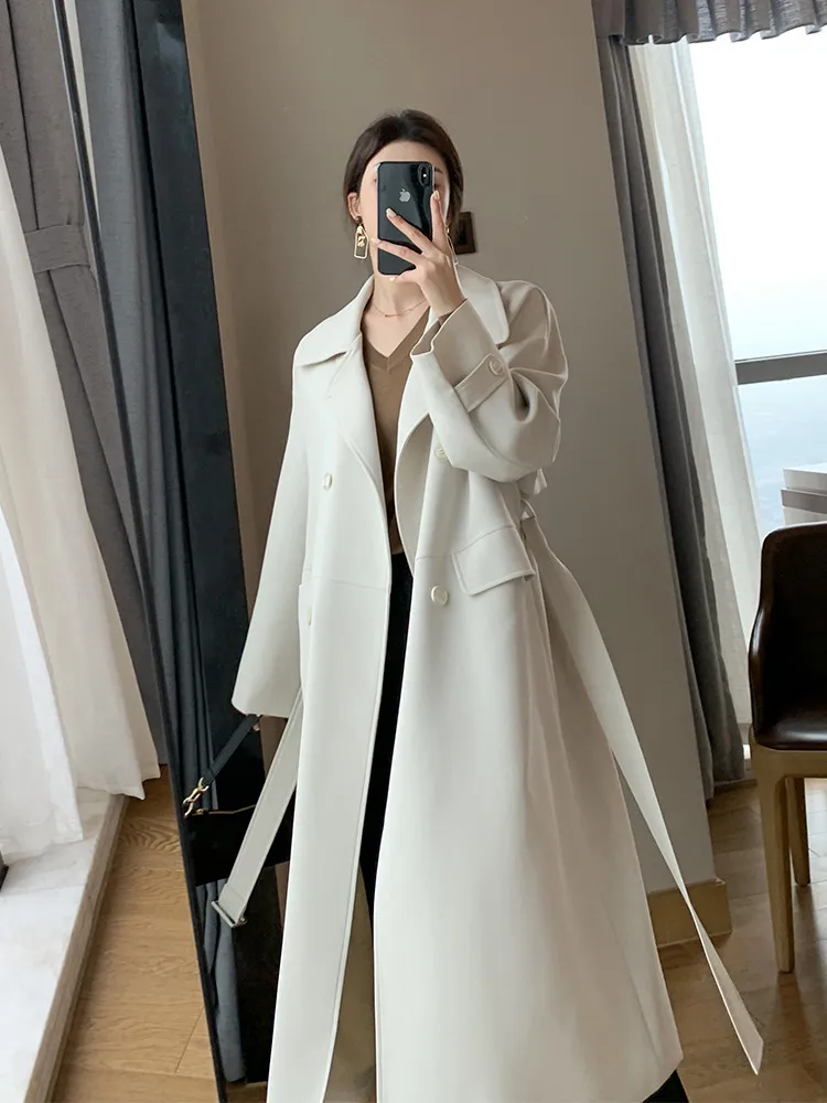 White Windbreaker Temperament Goddess Fan In The Long Coat - White