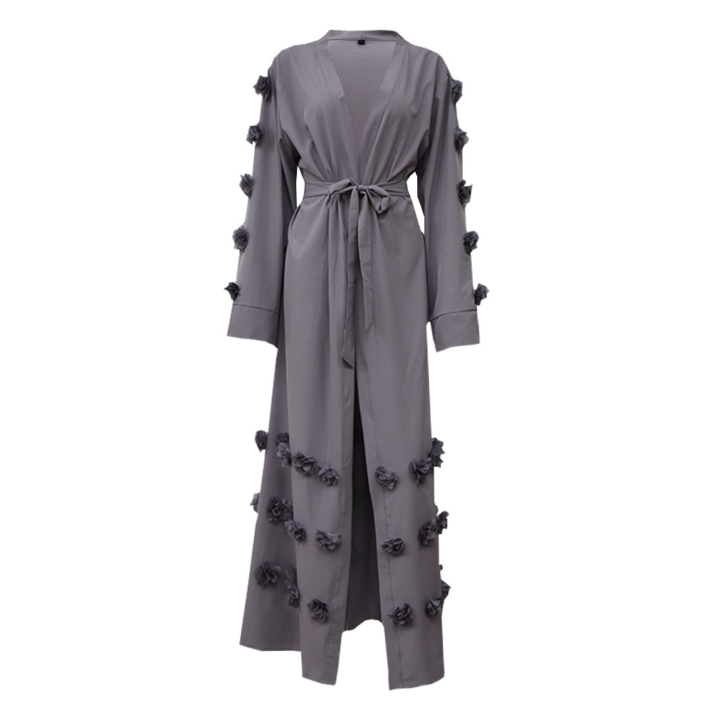 Loose Cardigan Three dimensional Floral Lace Up Robe Floral - Shop at LoveMi