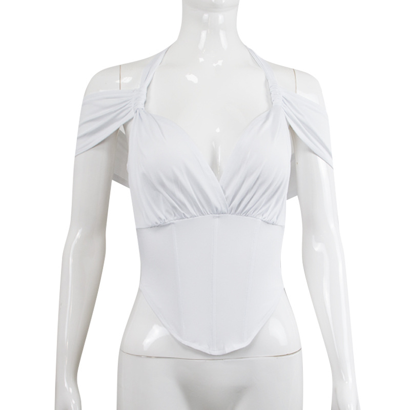 Women's Waist Hanging Neck Waist Solid Color Casual Zipper Vest