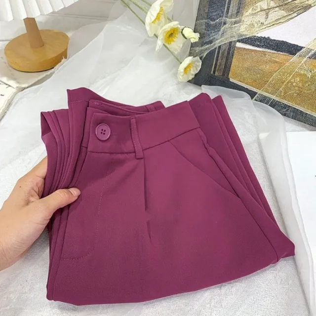 Sagging High Waist Ice Silk Broad Leg Pants For Women Dragon Fruit Short - Shop at LoveMi