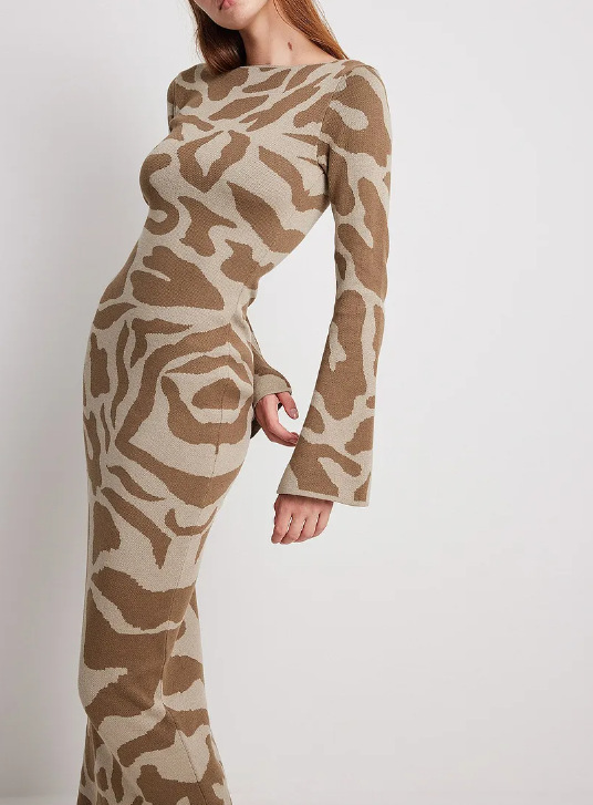 Spring And Autumn Slim Fit Fashion Printed Dress