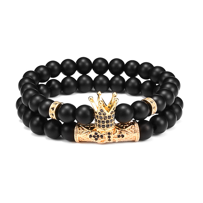 Natural Copper Micro-inlaid Matching Bracelet Natural Black Agate