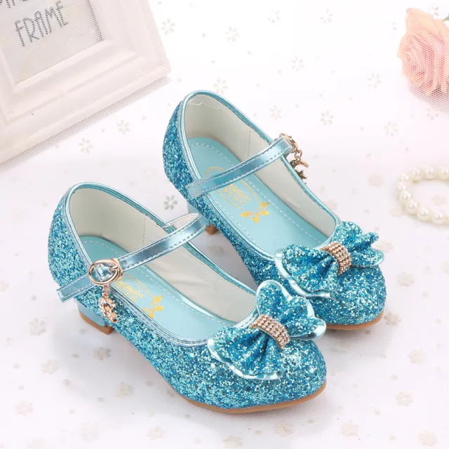 Small High Heeled Shoes With Sequined Bow Blue - Shop at LoveMi