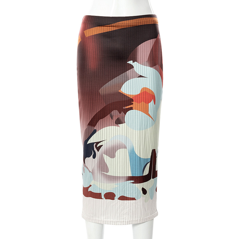 Summer New  Printed Women's Elastic Waist Dress