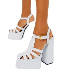 Summer Thick Heels High Heels Fish Mouth Europe And The United States - White - View 1