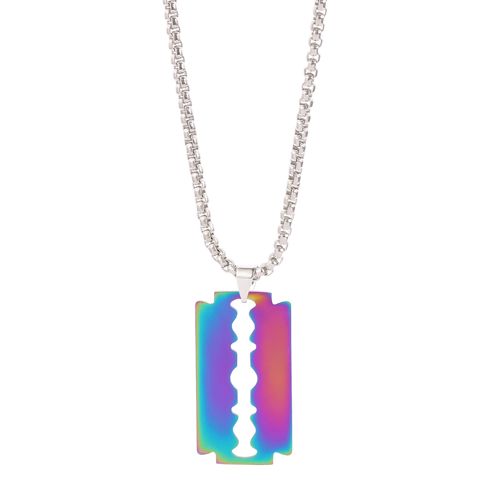 Individuality One Piece Blade Necklace Colorful Stainless Steel Necklace Unisex