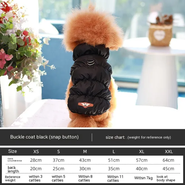 Dog Clothes Vest Warm Cotton With Buckle Black - Shop at LoveMi
