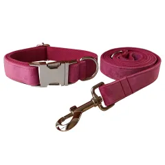 Rose Red Velvet Dog Rope Pet Neck Collar - Ring Rope Suit - View 1