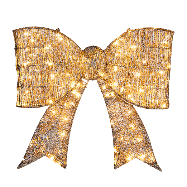 Pre-lit Outdoor Giant Bowknot Christmas Decoration, Lighted Metal Frame With 124 Warm White LED Lights… image 7