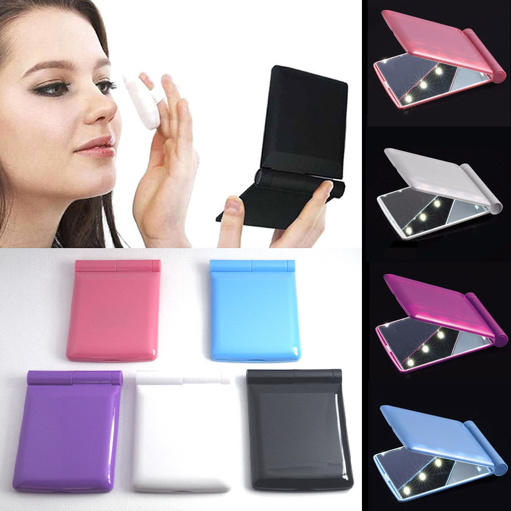 Specchio da Makeup Rotondo Doppio Lato Portatile di Illuminazione Portatile Piccolo