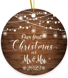 Christmas Round Wooden Plaque Hanging Decoration Cross-border Christmas Hanging Decoration Souvenir - Doublesided1 - View 1