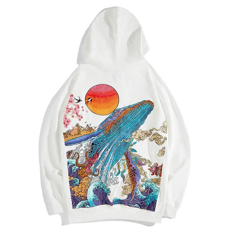 Heavy Embroidery Craft Hooded Men's Sweater