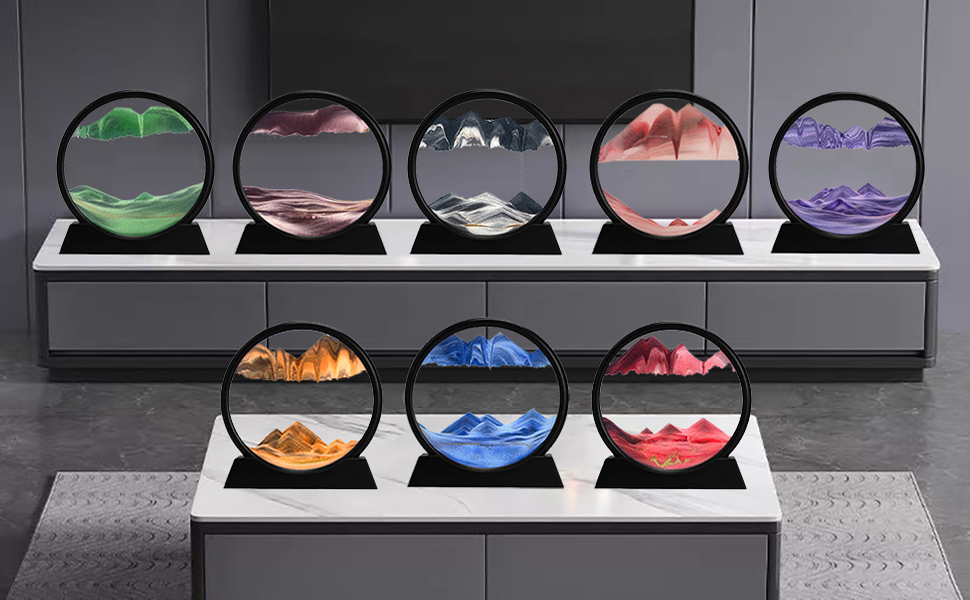 3d Dynamic Sand Art Moving Liquid Motion Picture Round Glass Desk_voghion.com